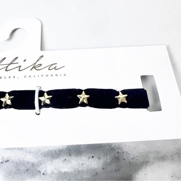Ettika Black Velvet Gold Star Choker Necklace Celestial‎ Whimsigoth Grunge Fairy - Picture 6 of 7